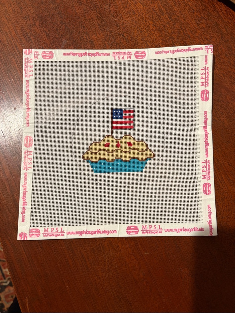 Patriotic Pie Needlepoint Canvas with Blue Crust